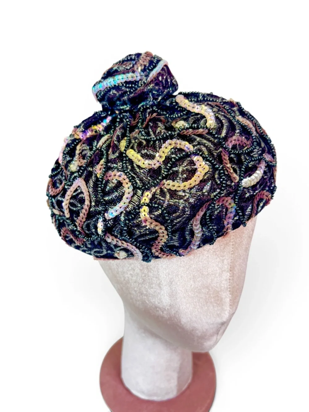 Vintage 1950's Frances & Walter Nelkin‎ Iridescent Sequin Hat